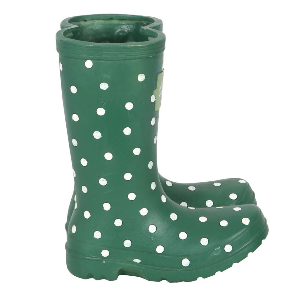MACETA CON FORMA DE BOTA DE AGUA VERDE OSCURO