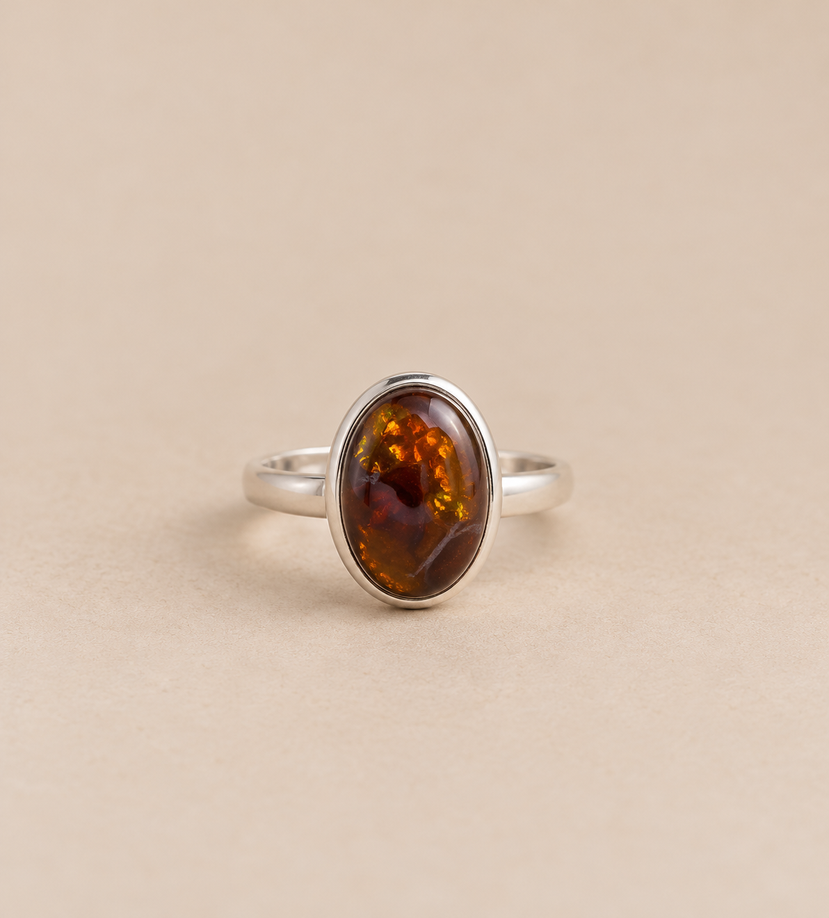 Anillo ajustable ópalo fuego con Ágata fuego plata 925