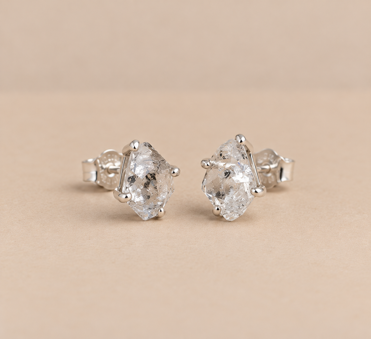 Pendientes cuarzo herkimer plata 925