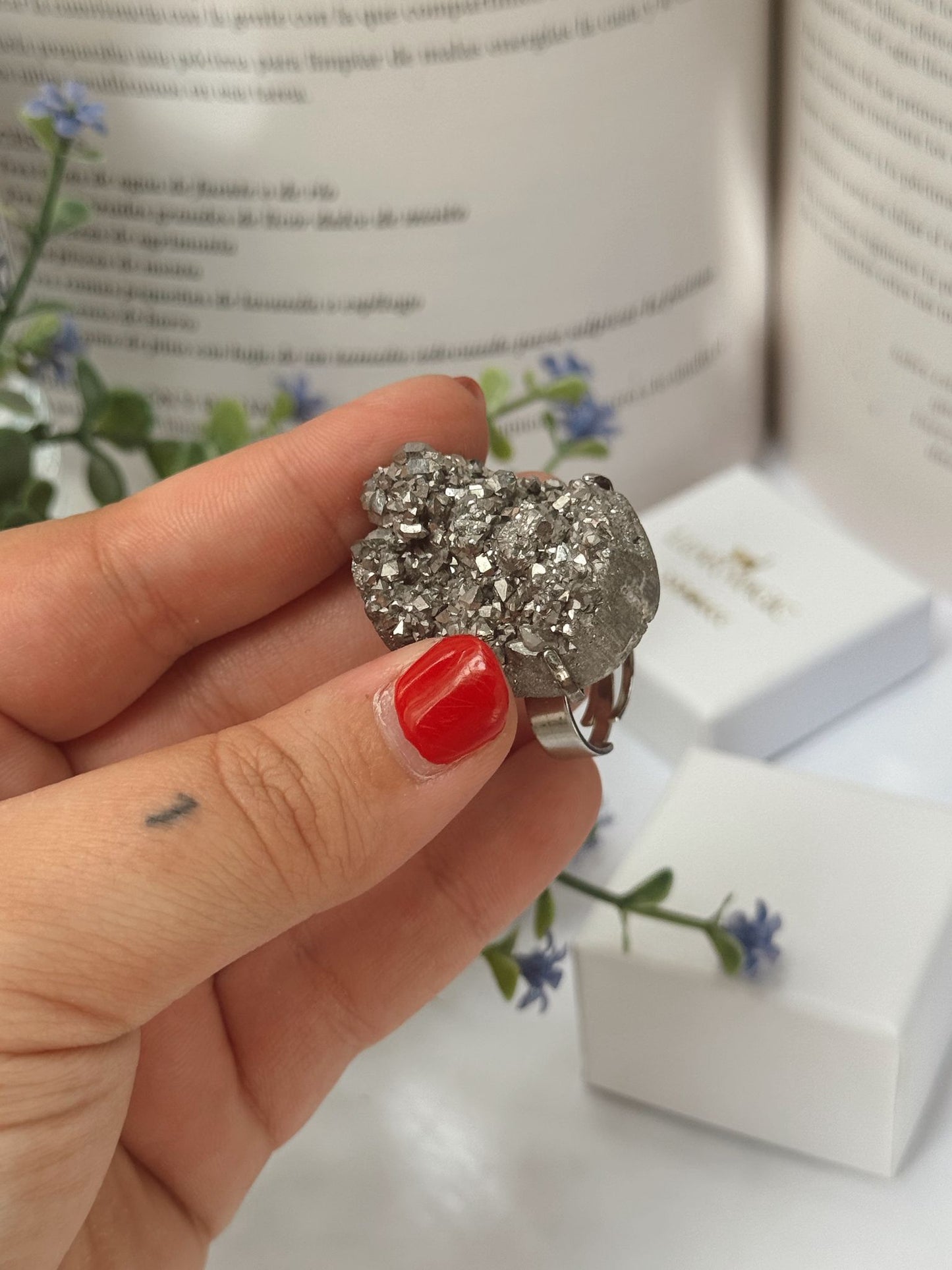 Anillo amatista plata acero inoxidable hipoalergénico