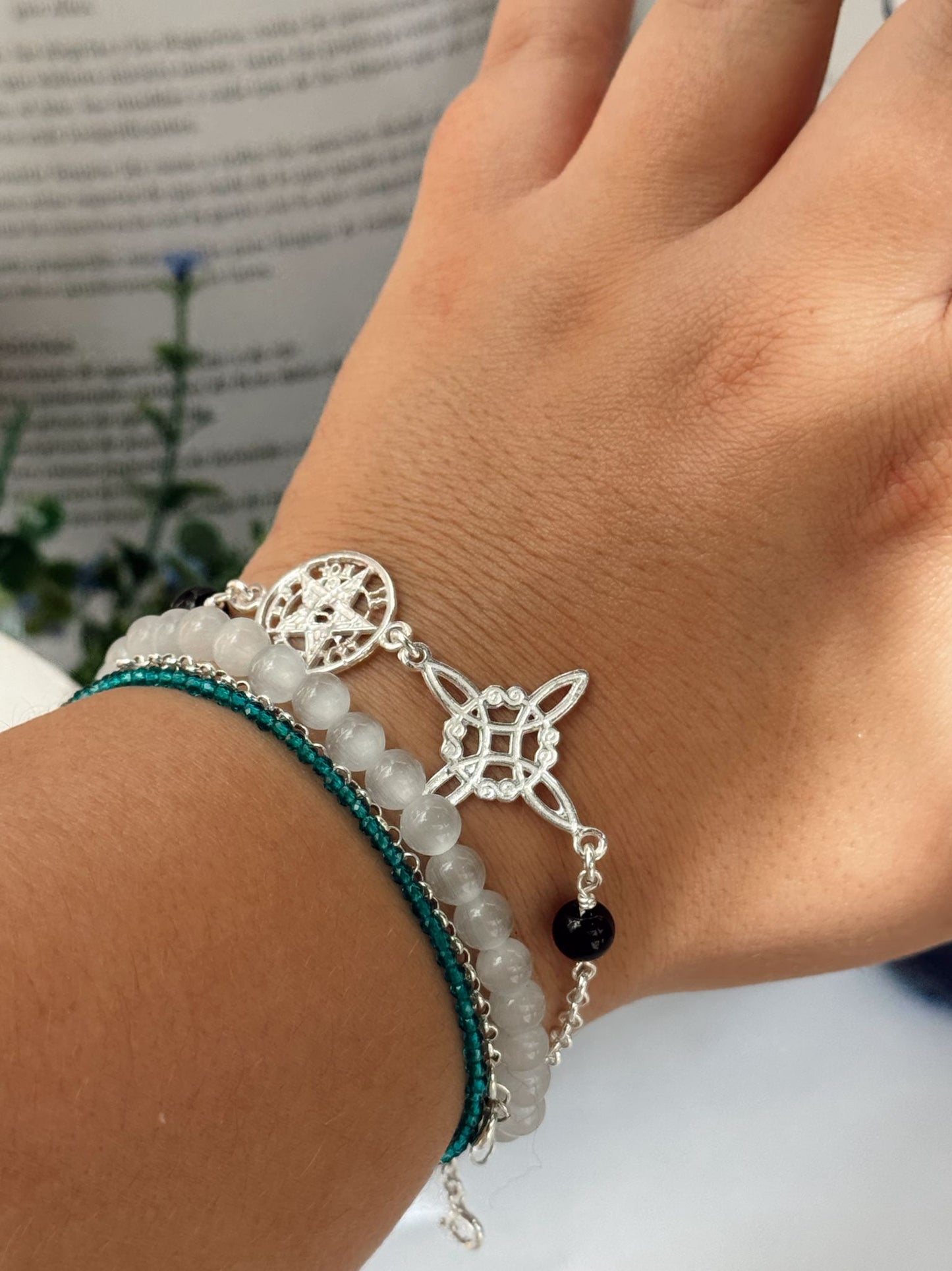 Pulsera triple protección plata 925