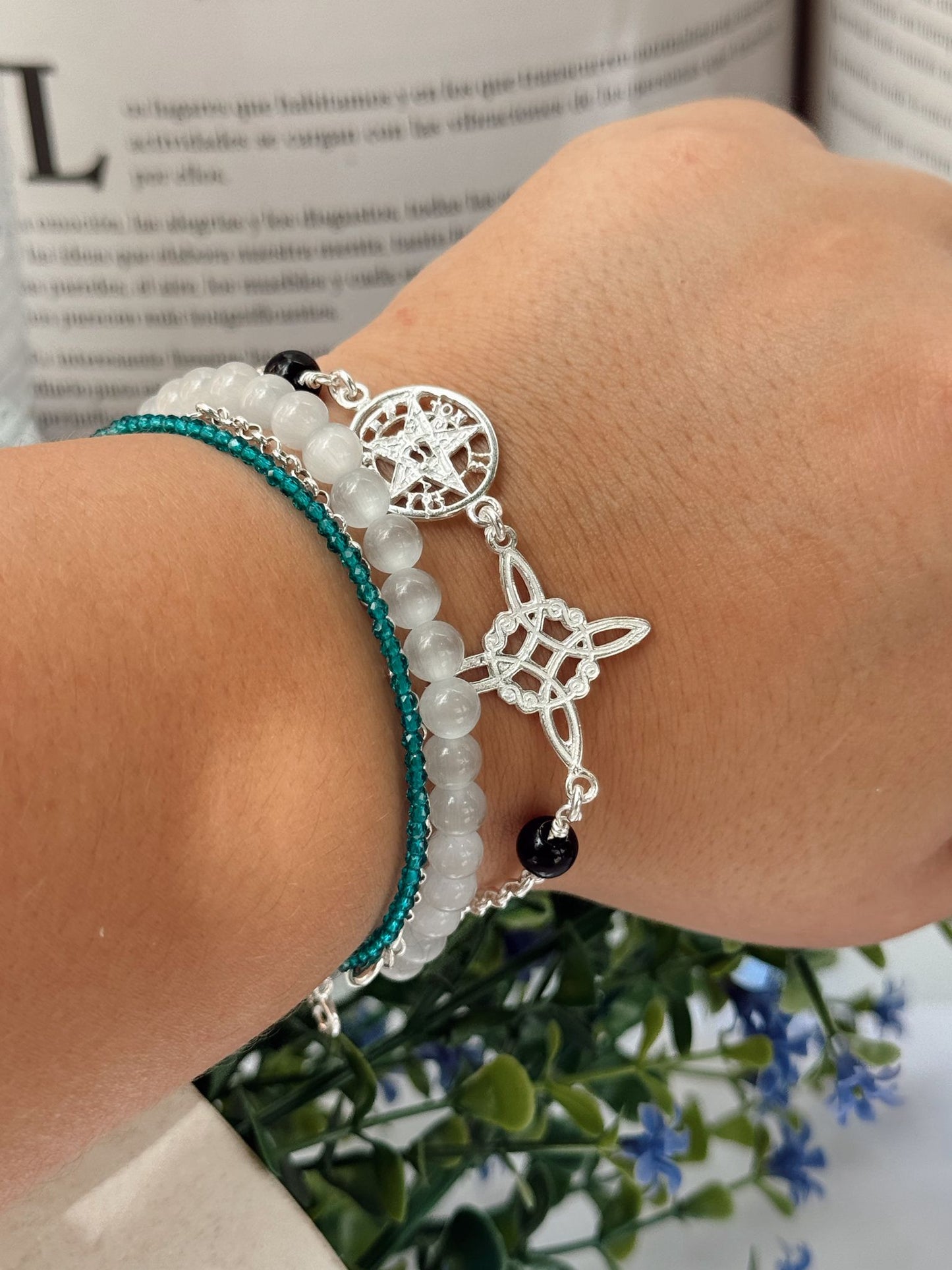 Pulsera triple protección plata 925