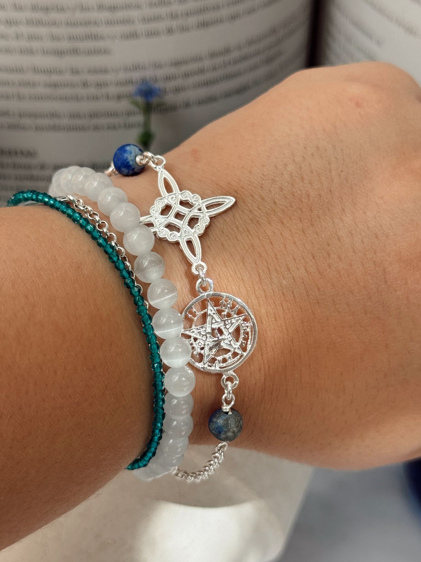 Pulsera triple protección plata 925