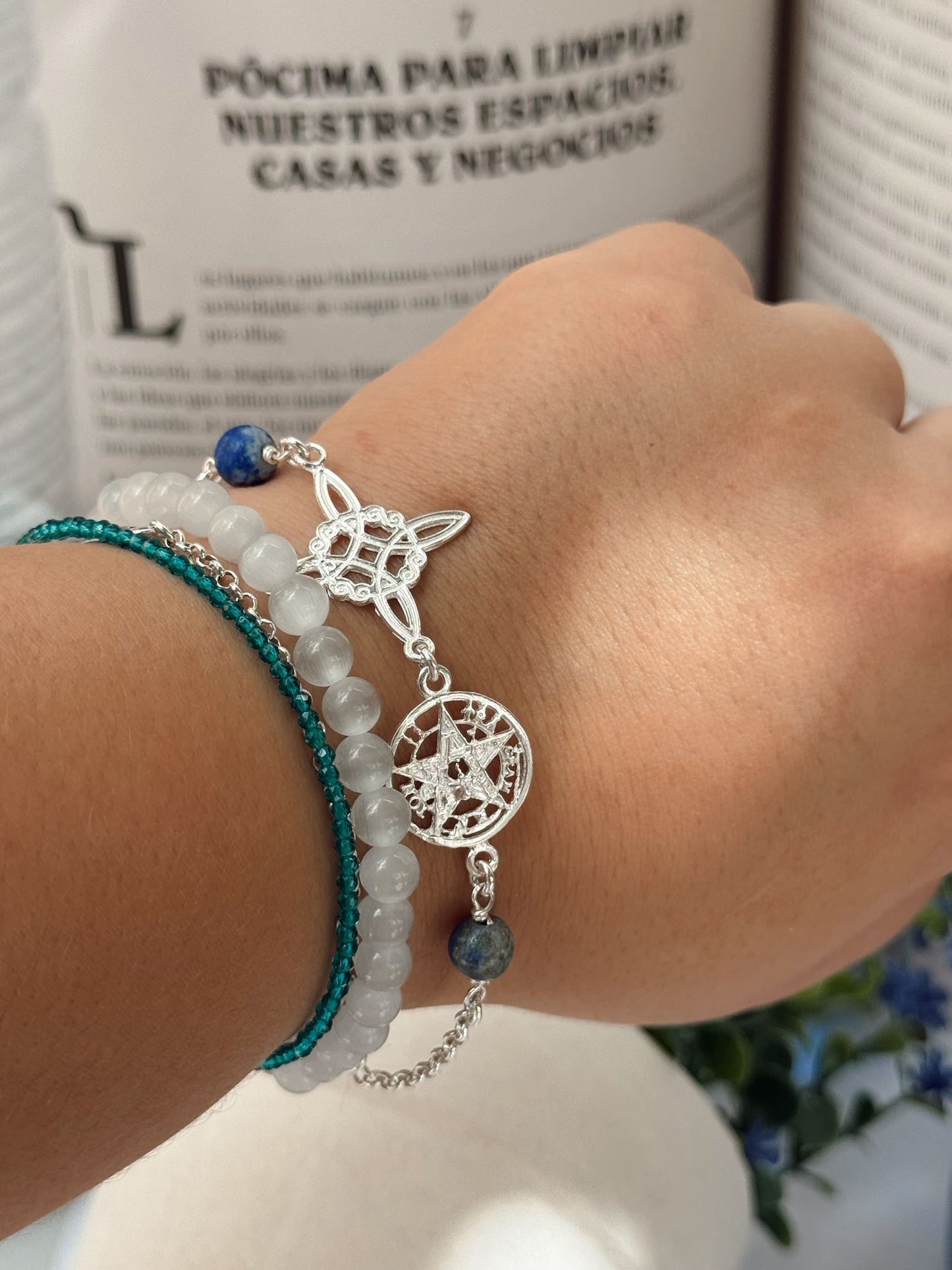 Pulsera triple protección plata 925