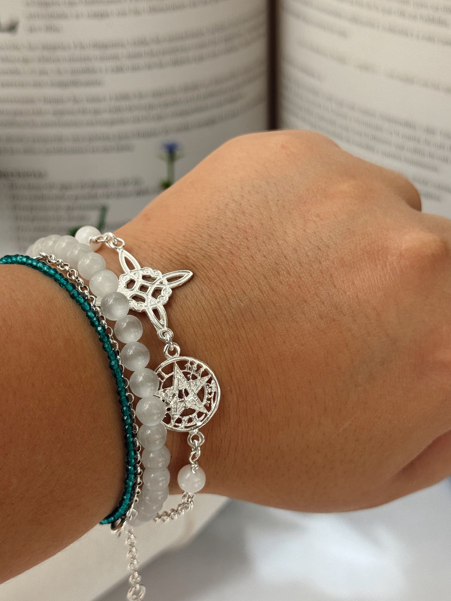 Pulsera triple protección plata 925