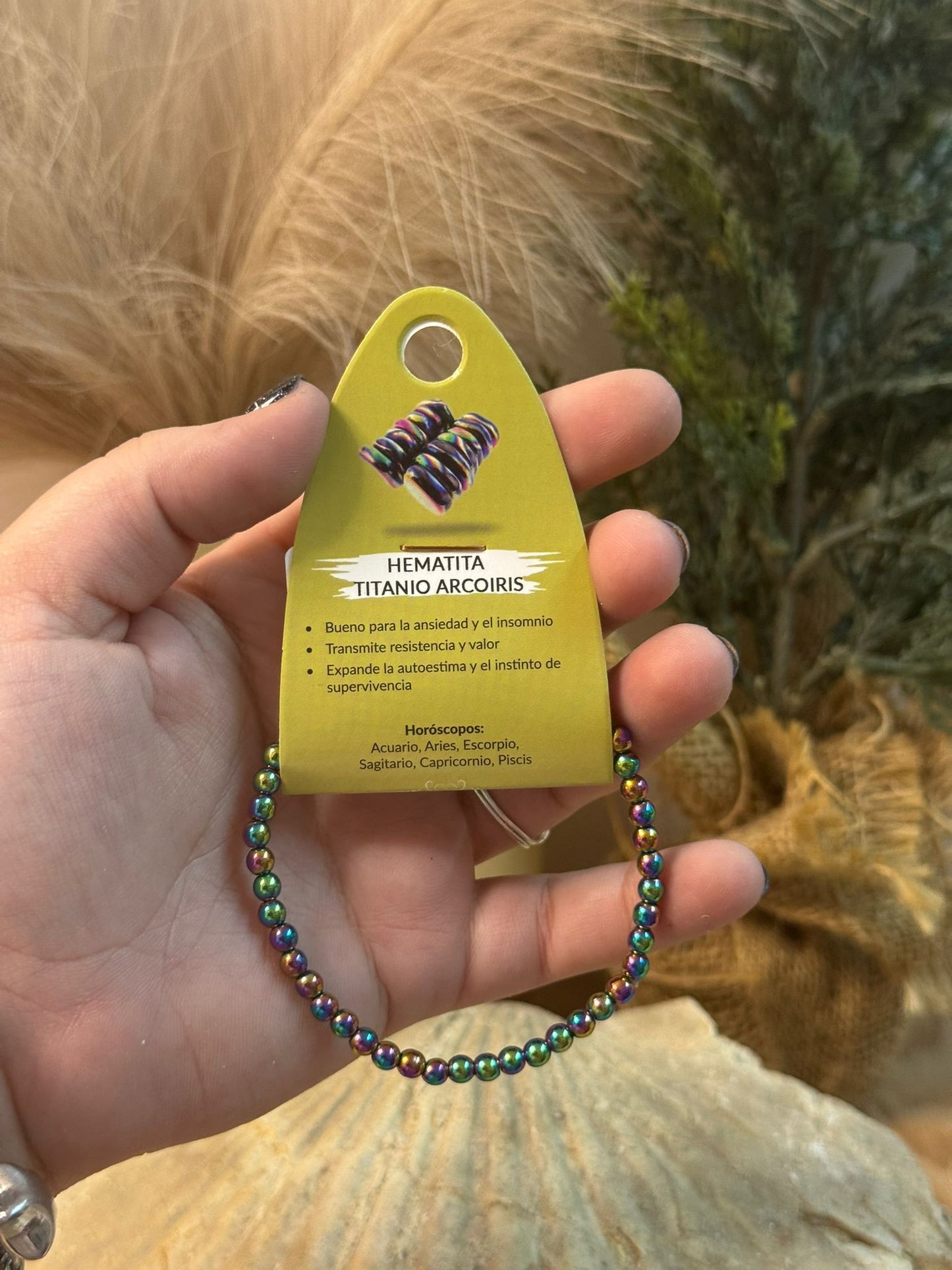 pulsera hematita titanio arcoiris