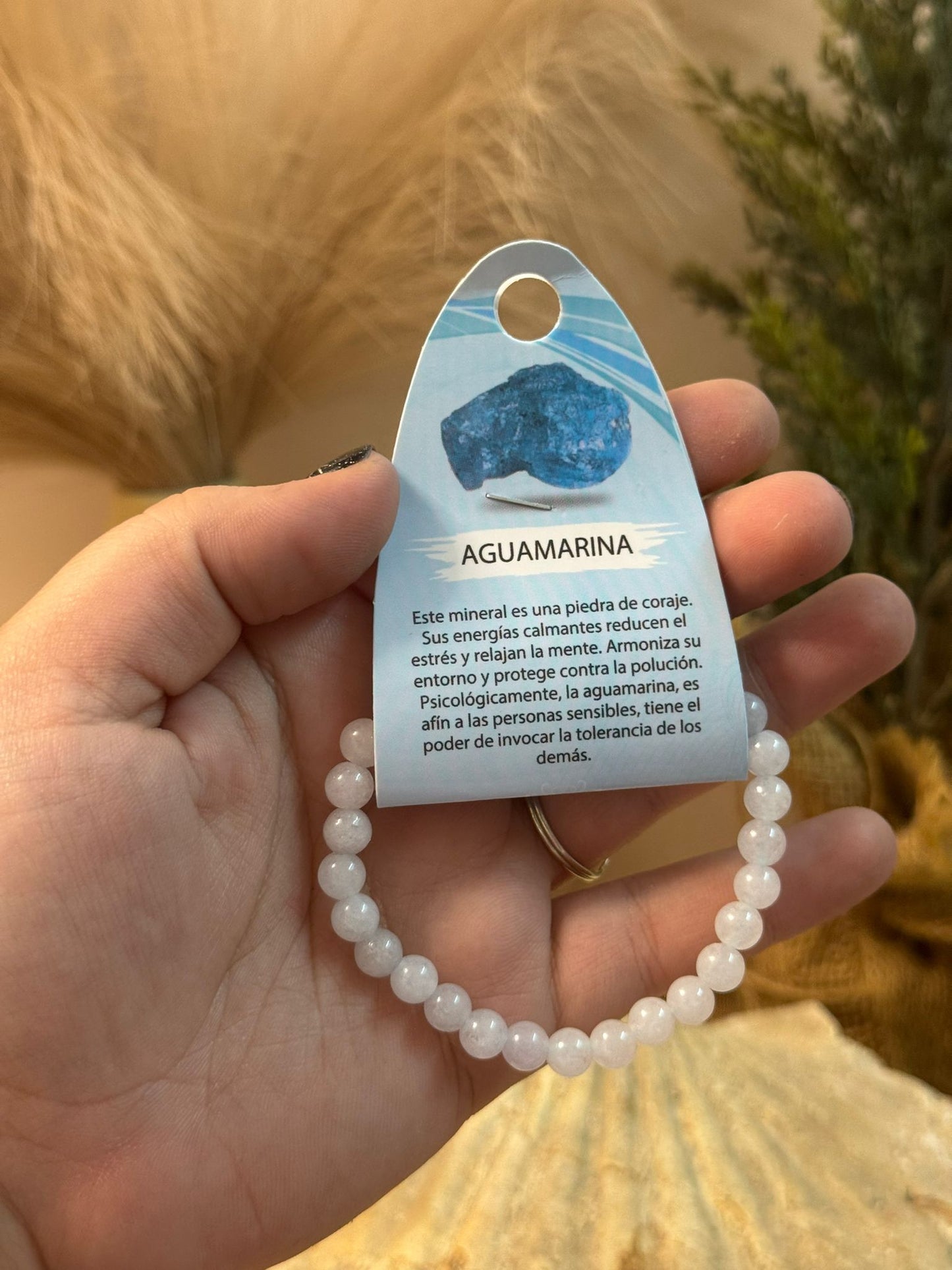 Pulsera mineral aguamarina 6mm