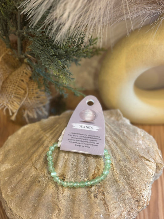 Pulsera Piedra Selenita Color verde 6 mm