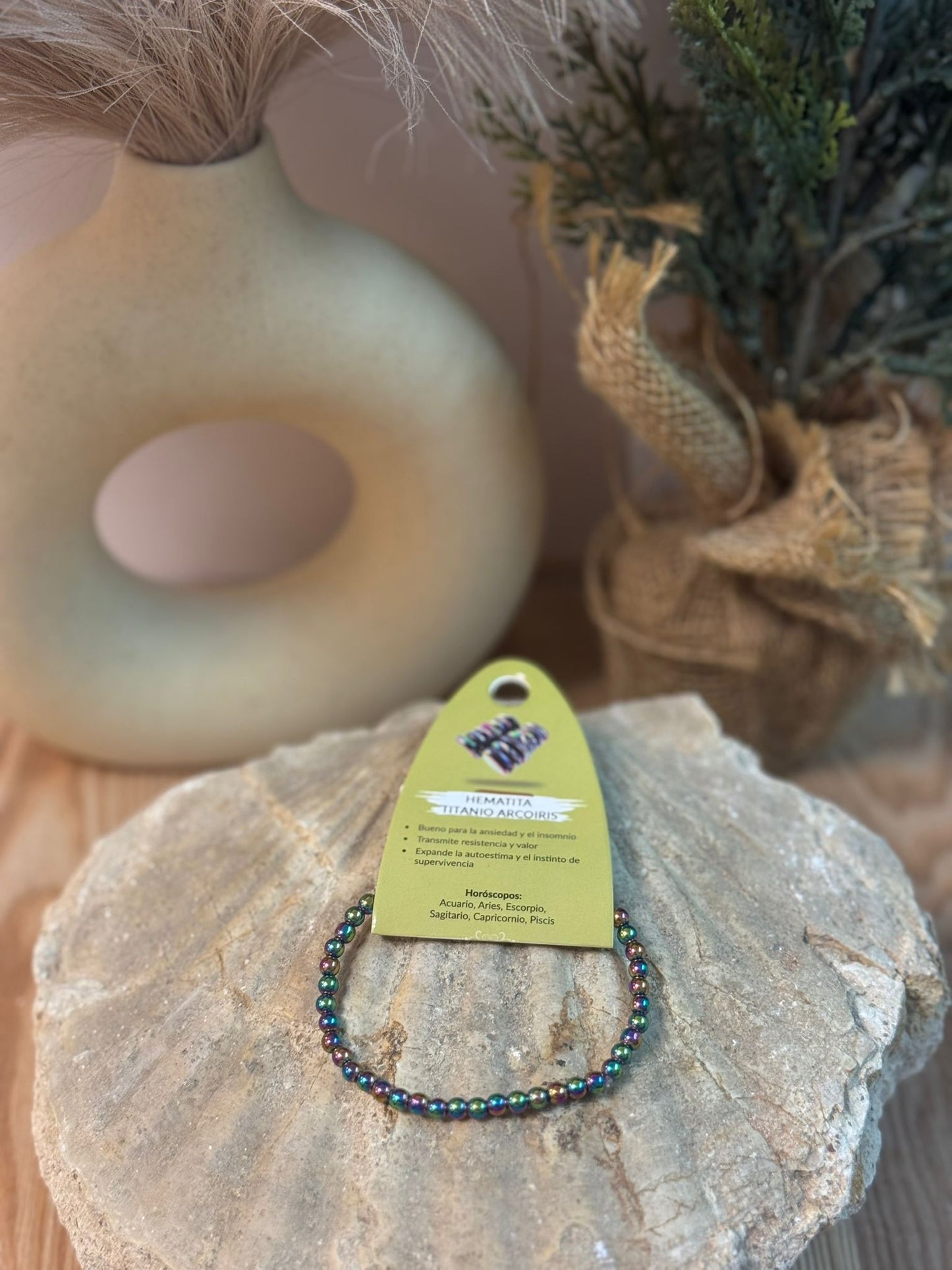 pulsera hematita titanio arcoiris