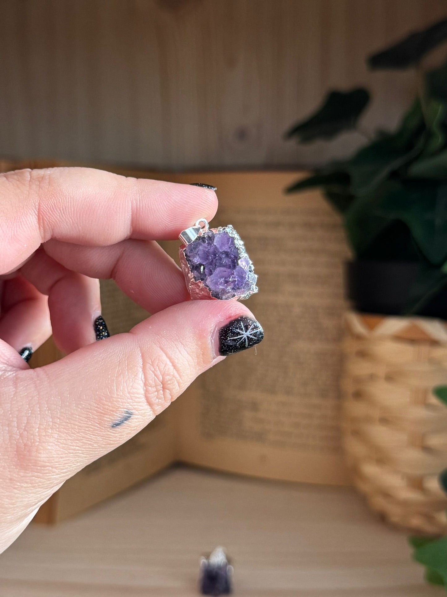 Colgante drusa de amatista baño de plata