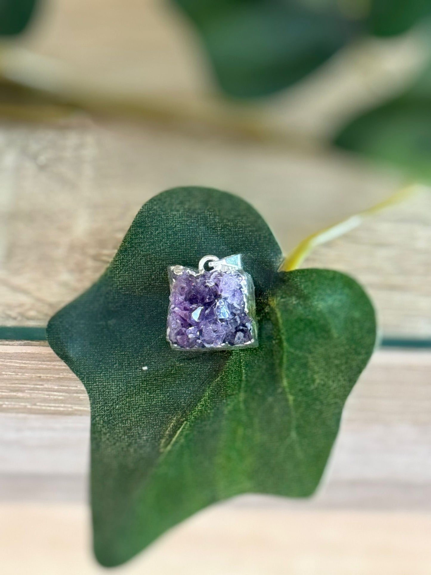 Colgante drusa de amatista baño de plata