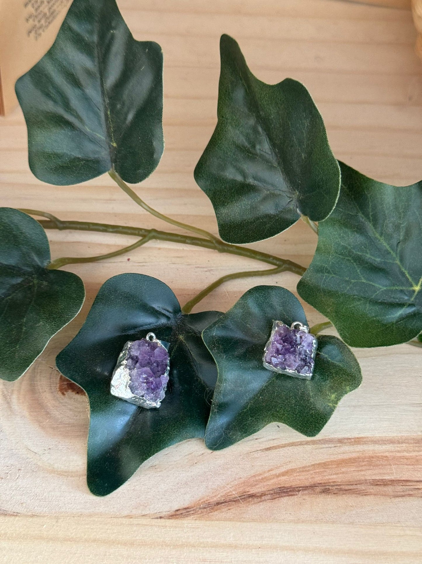 Colgante drusa de amatista baño de plata