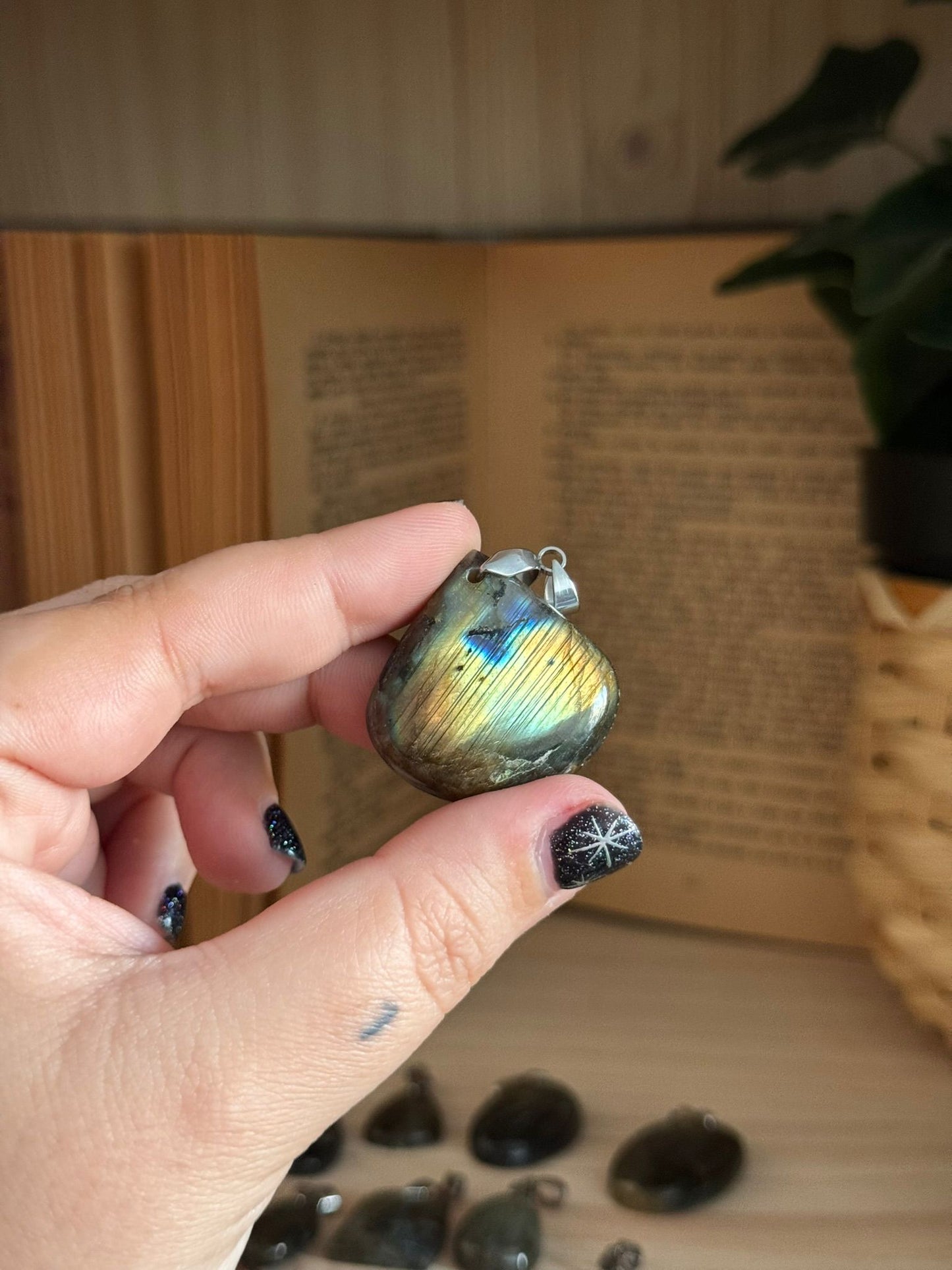 Colgantes calidad extra labradorita acero inoxidable