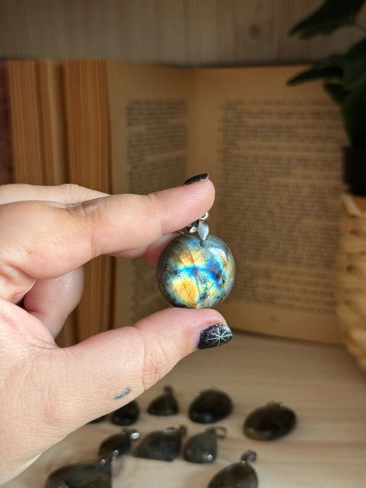 Colgantes calidad extra labradorita acero inoxidable