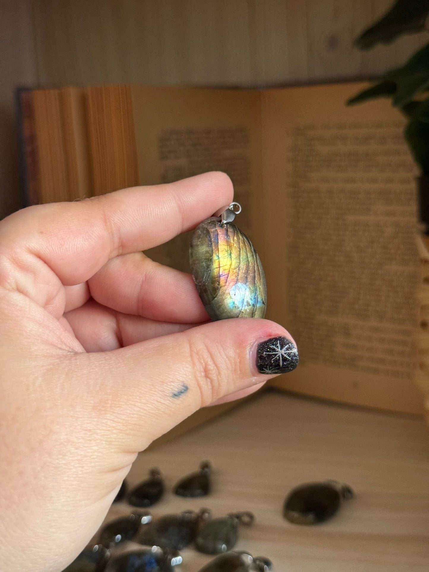 Colgantes calidad extra labradorita acero inoxidable