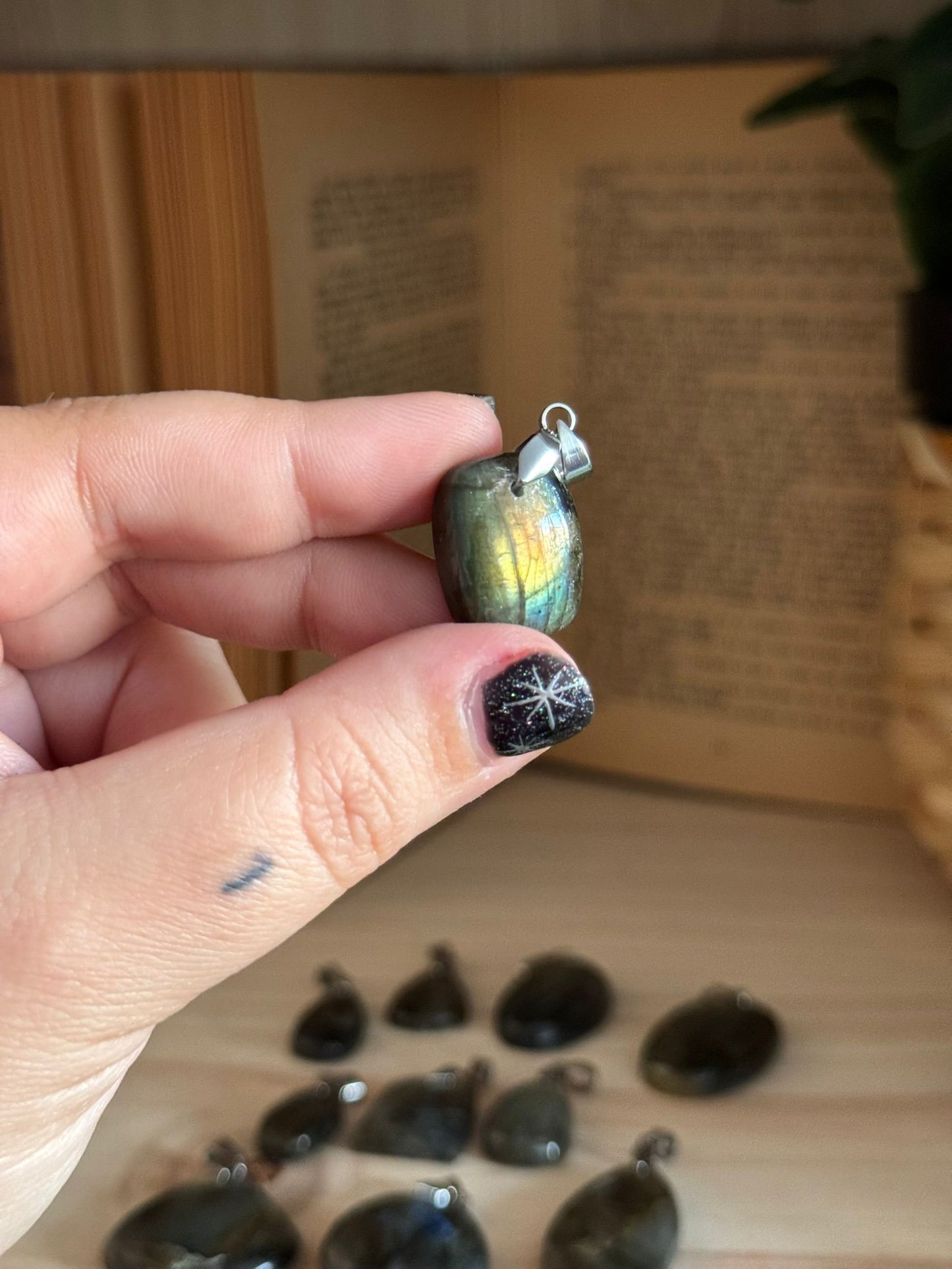 Colgantes calidad extra labradorita acero inoxidable