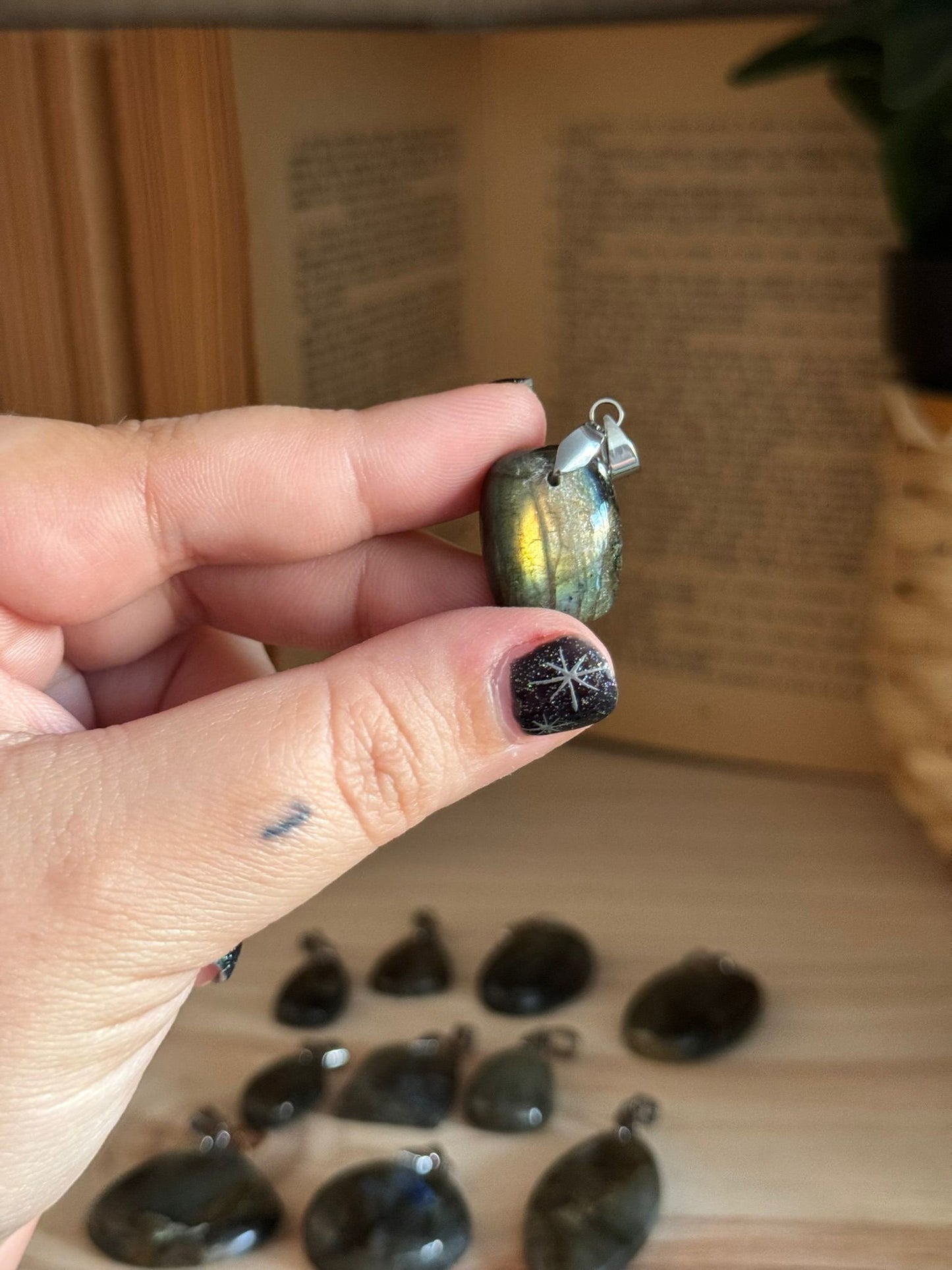 Colgantes calidad extra labradorita acero inoxidable