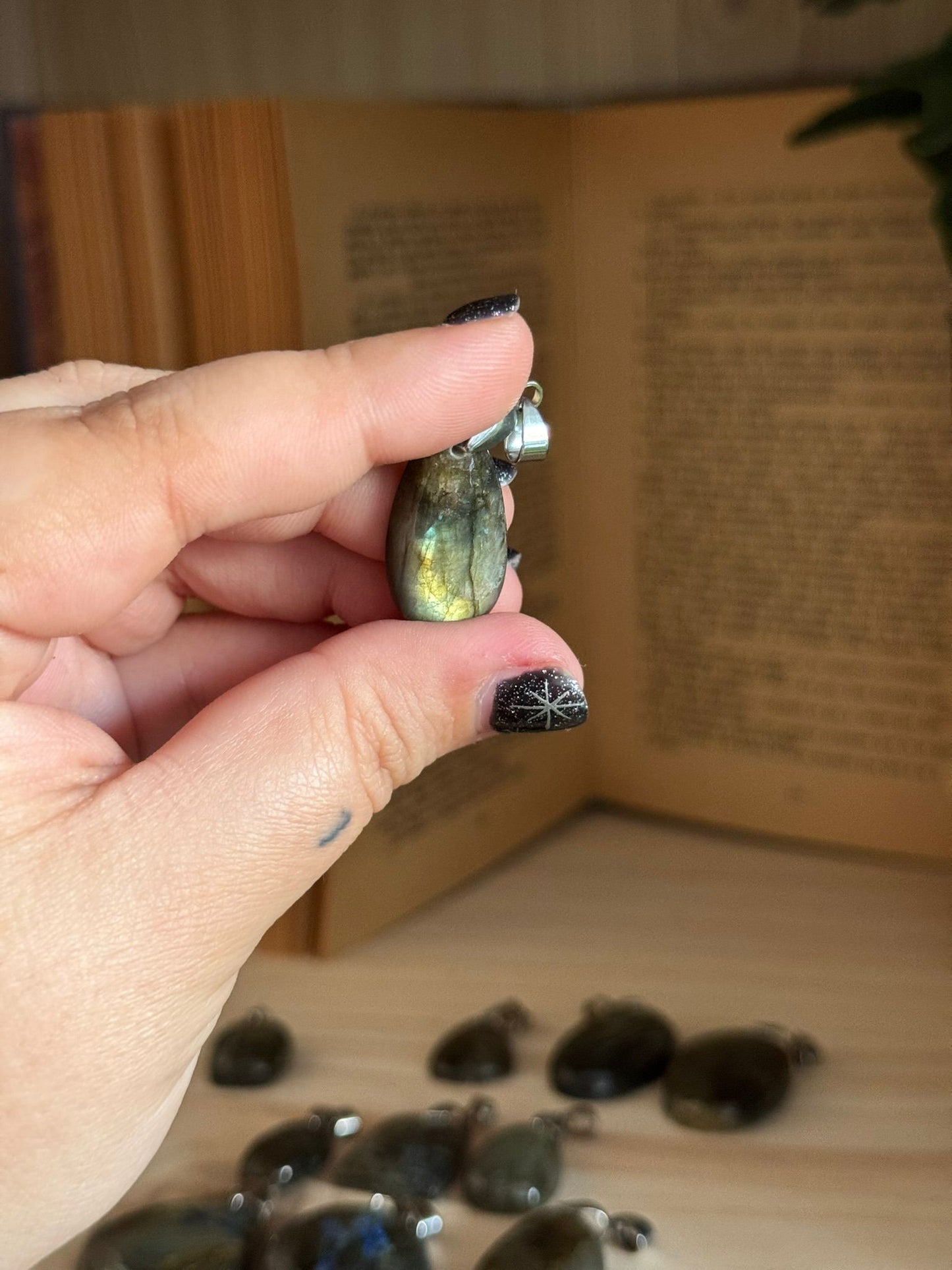 Colgantes calidad extra labradorita acero inoxidable