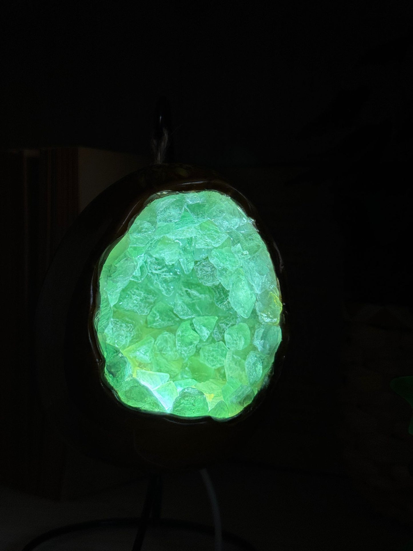 Lámpara huevo fluorita verde