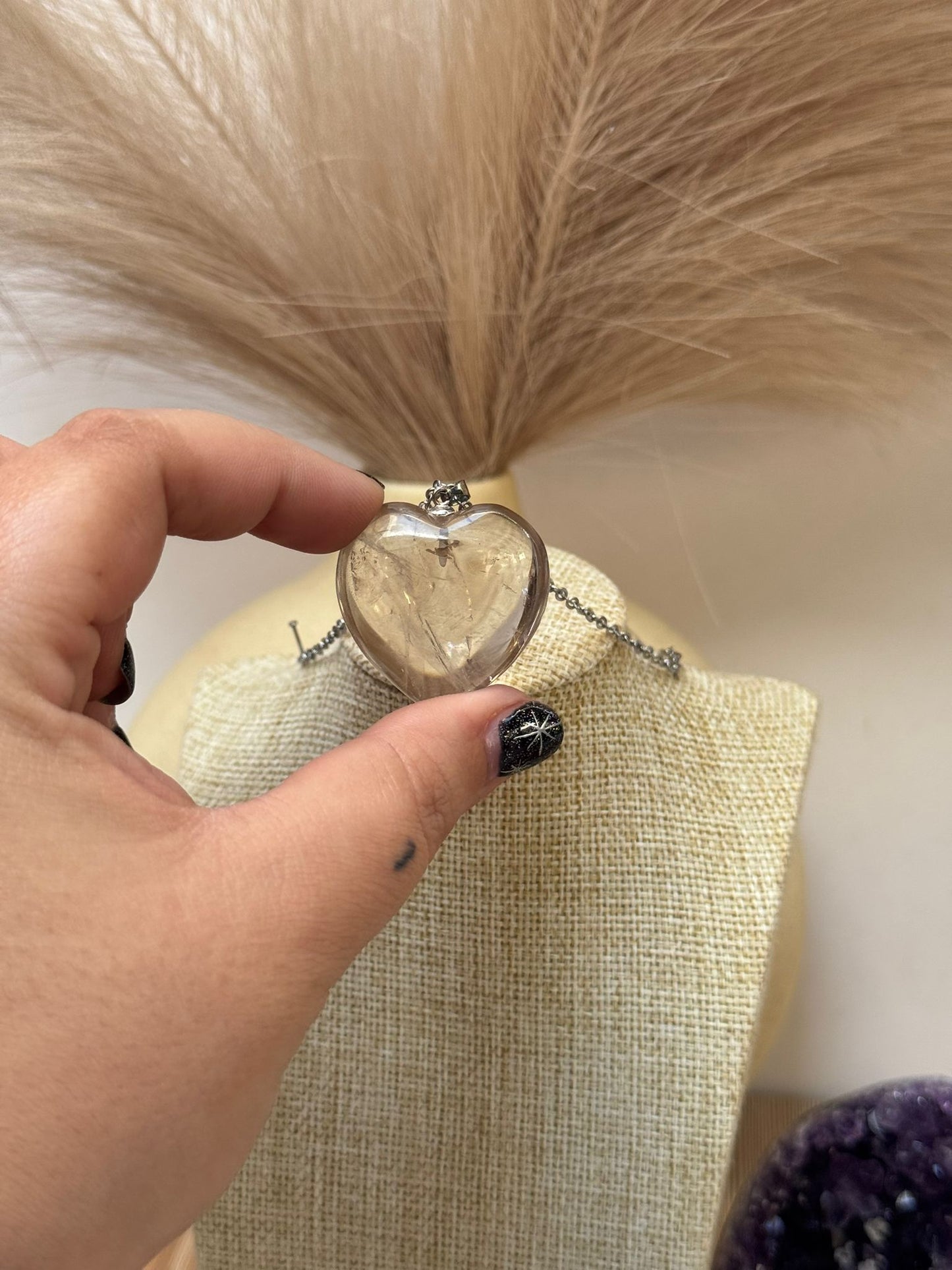 Colgante Corazón de Cuarzo Ahumado en Plata 925