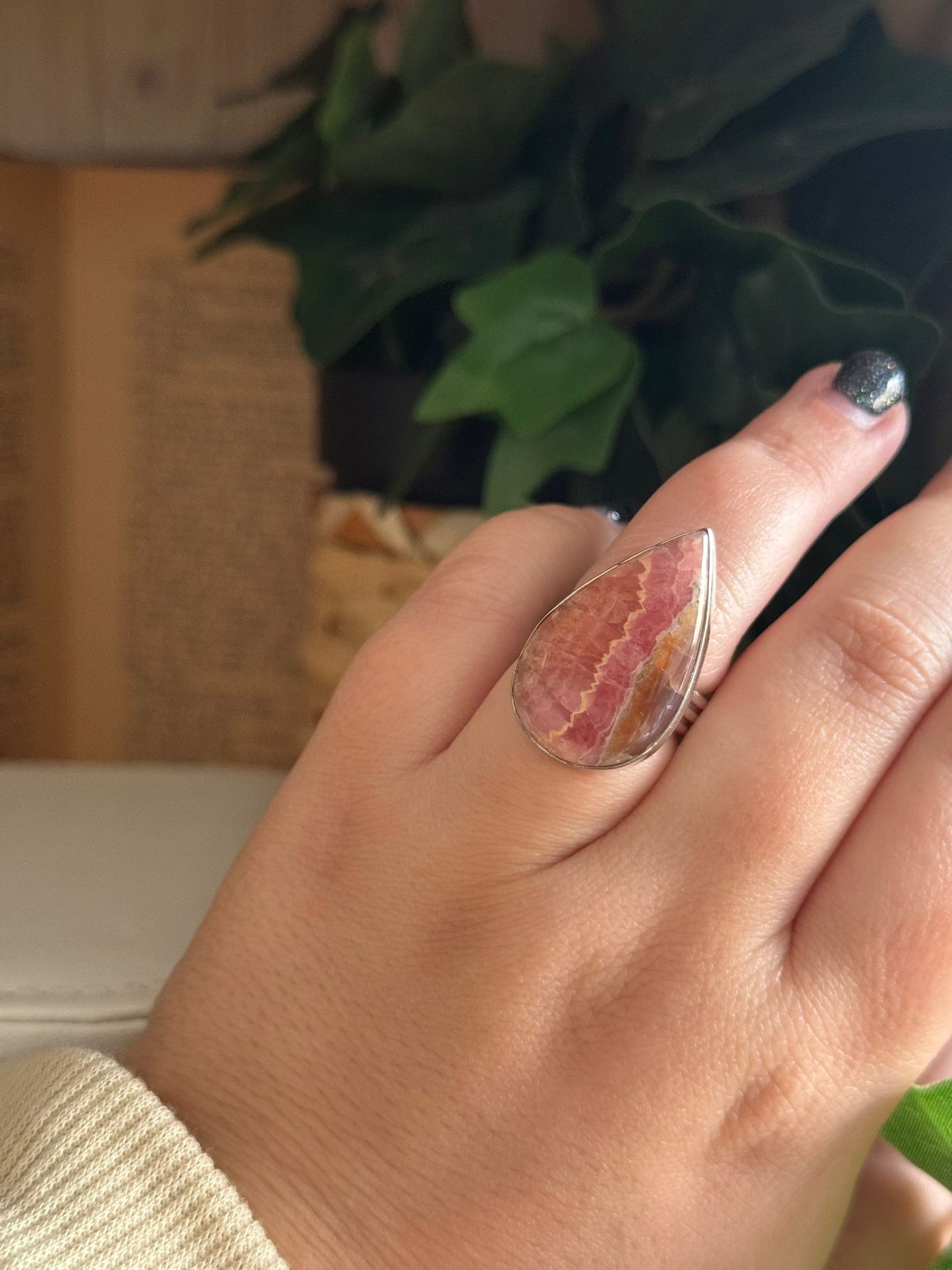 Anillo Ajustable de Rodocrosita en Plata 925