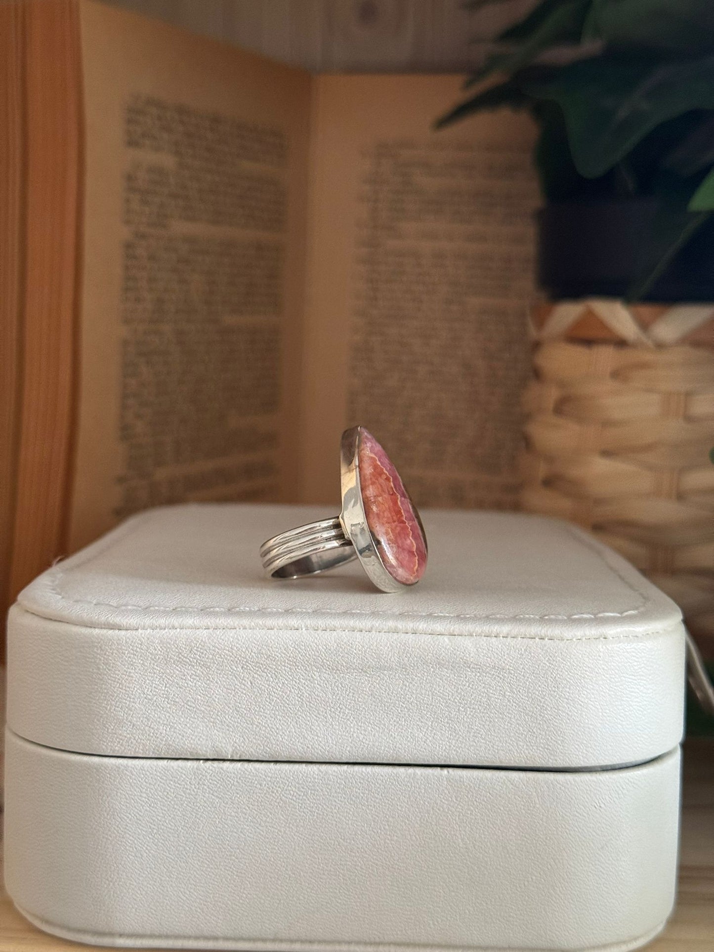 Anillo Ajustable de Rodocrosita en Plata 925