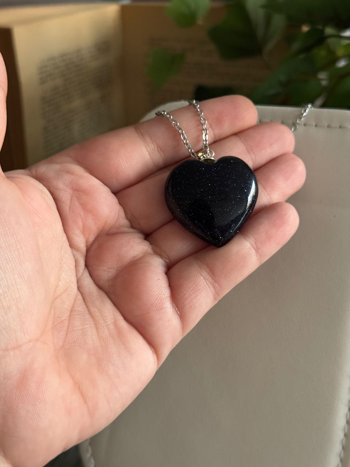 Colgante Corazón de Aventurina Oro (Lluvia de Estrellas) plata 925