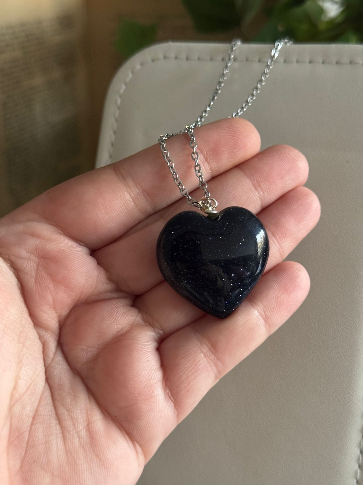 Colgante Corazón de Aventurina Oro (Lluvia de Estrellas) plata 925