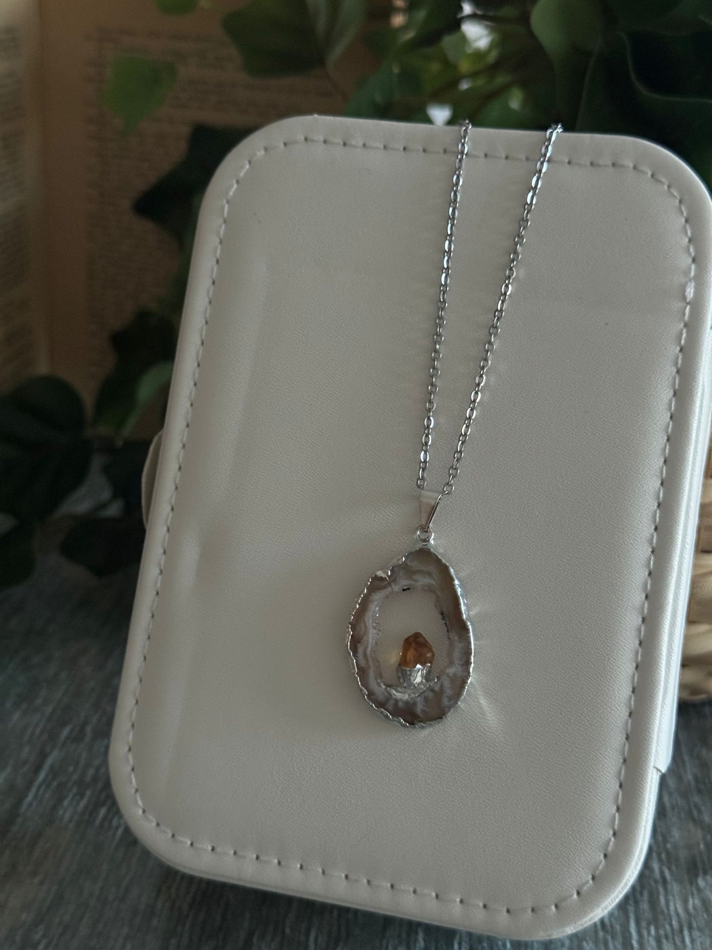 Colgante Geodino de Ágata Ángel con Citrino plata 925