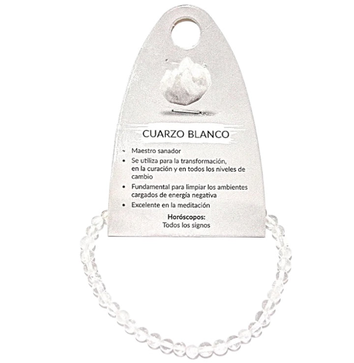 Pulsera Piedra Natural Cuarzo Blanco 4 MM.