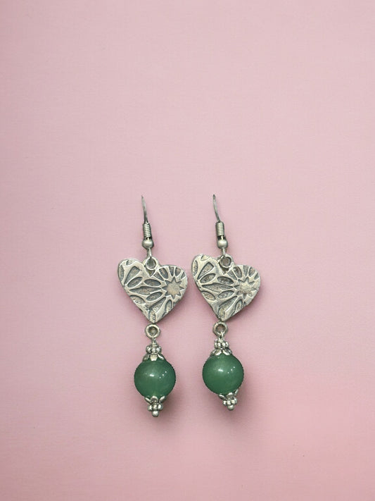 PENDIENTES CORAZÓN CENEFAS JADE