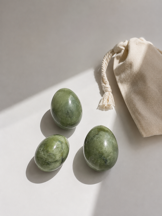 Huevos yoni de jade verde (Pack de tres)