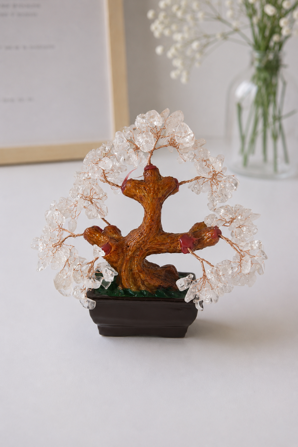 Árbol de cuarzo blanco grande - sanación y protección