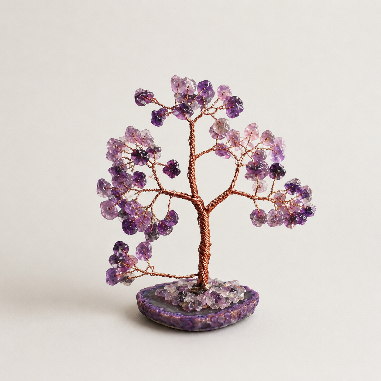 Árbol amatista con base de agata morada