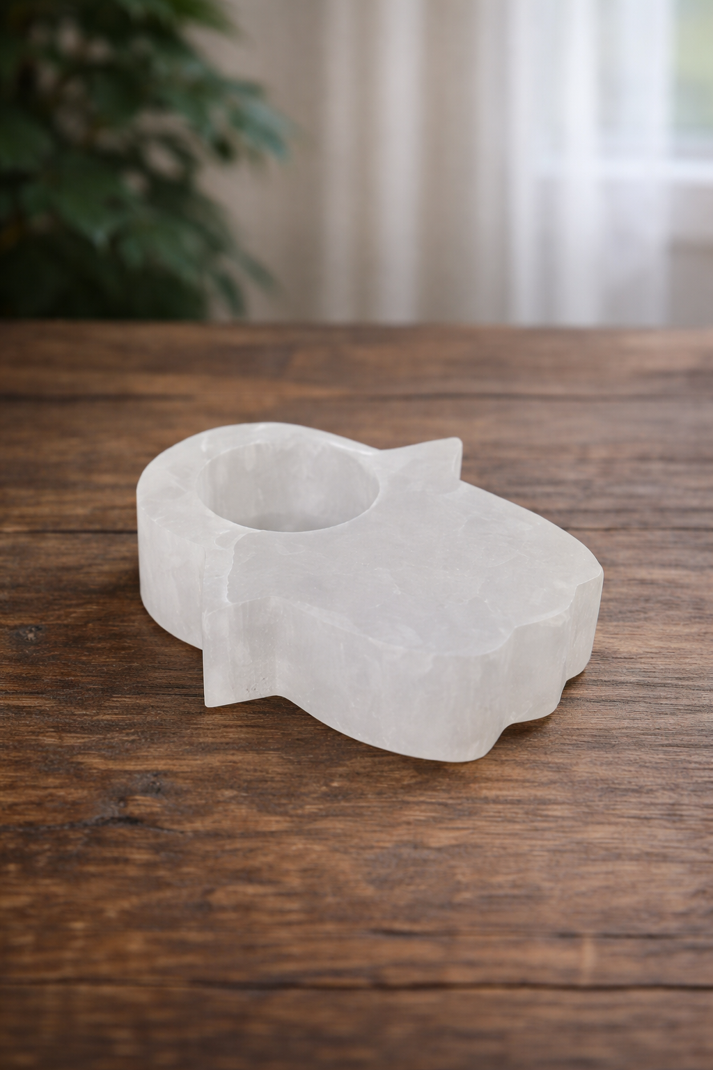 Porta Velas de Selenita – Mano de Fátima