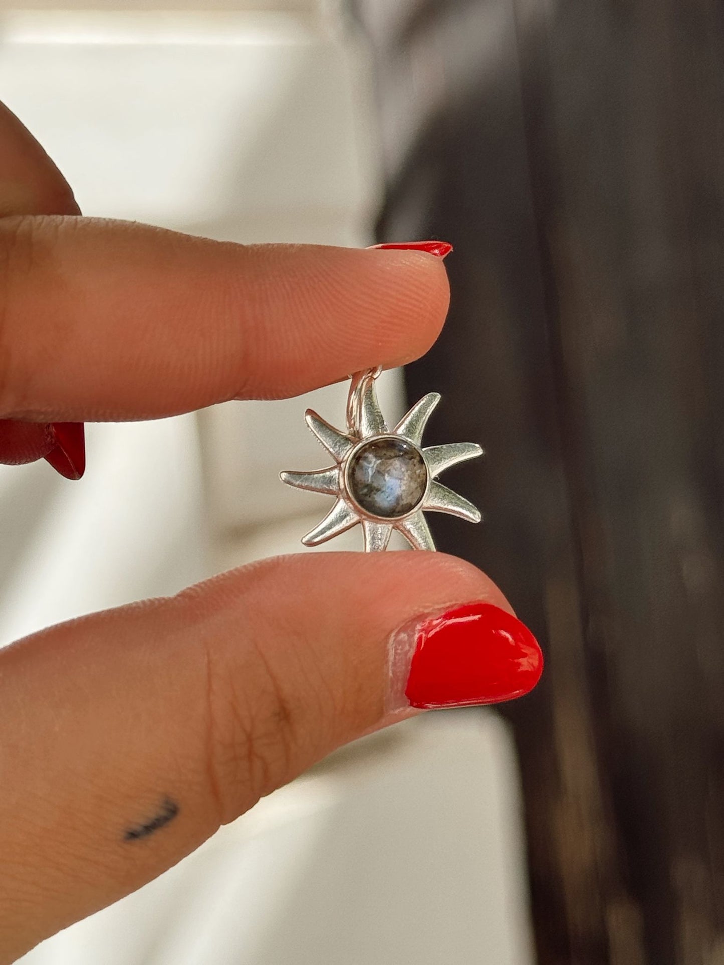 Colgante sol plata de ley 925 con minerales