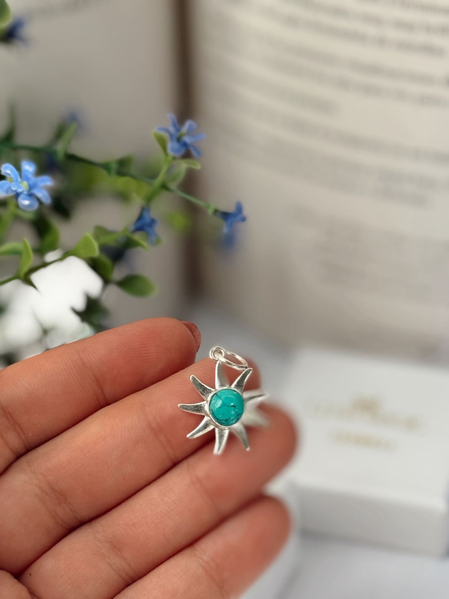 Colgante sol plata de ley 925 con minerales