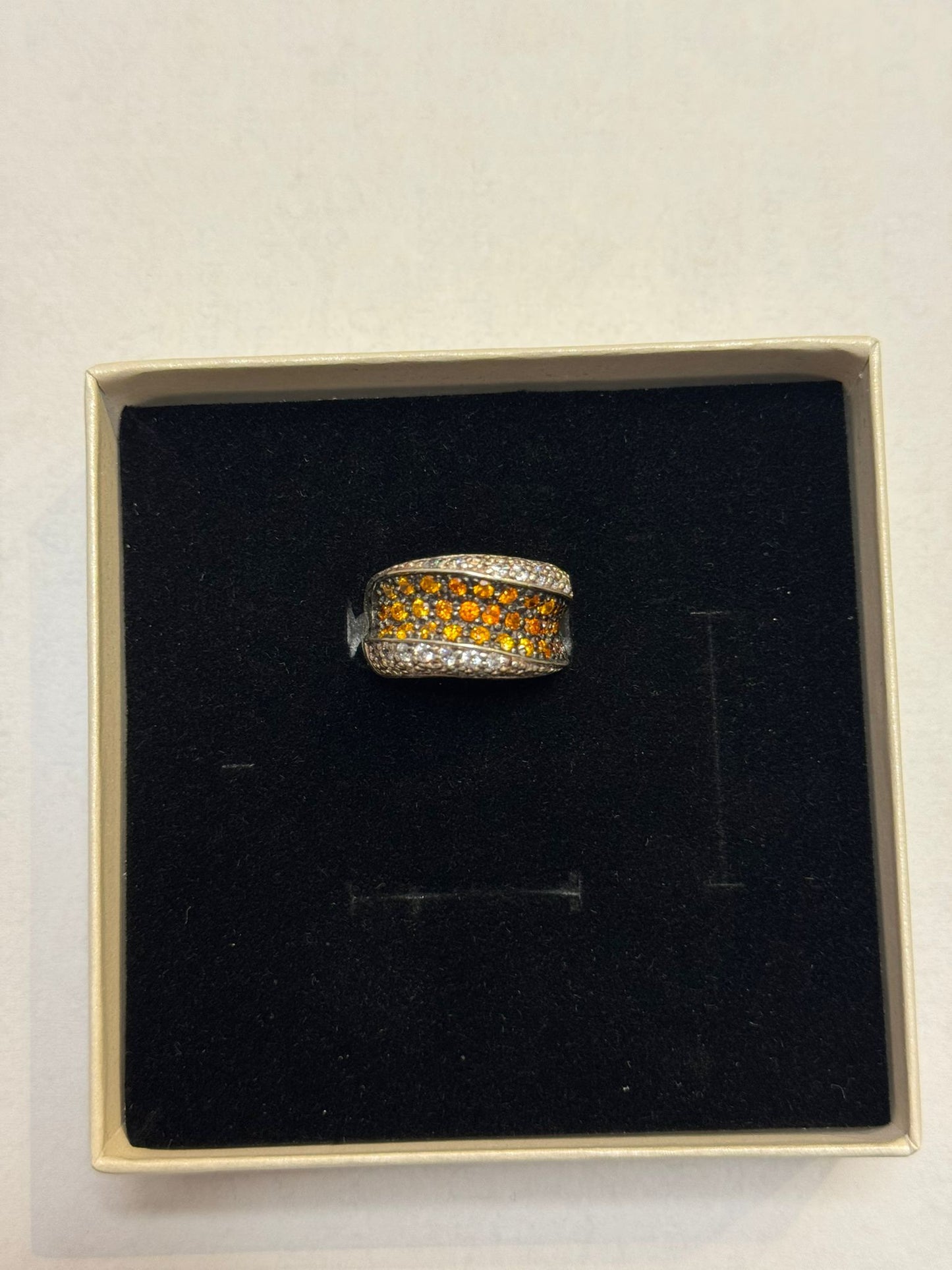Anillo de circonitas de ámbar y cuarzo plata de ley 925 "pieza exclusiva"