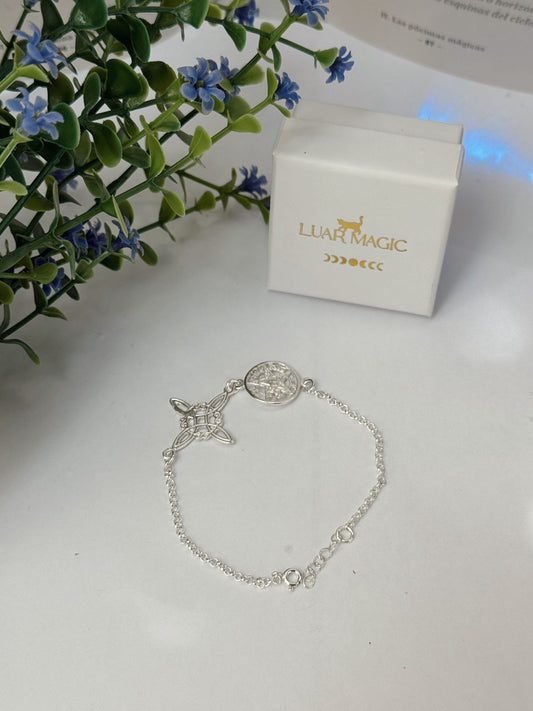 Pulsera doble protección nudo de bruja y tetagramaton plata de ley 925