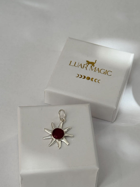 Colgante sol plata de ley 925 con minerales