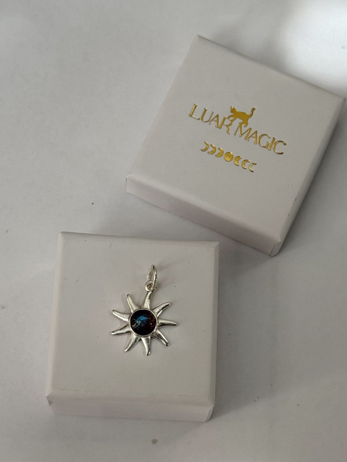 Colgante sol plata de ley 925 con minerales