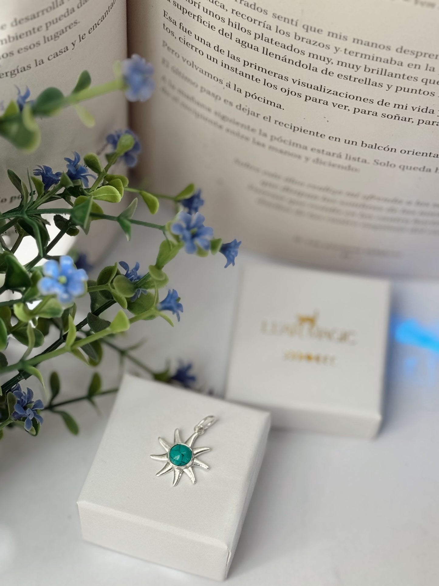 Colgante sol plata de ley 925 con minerales