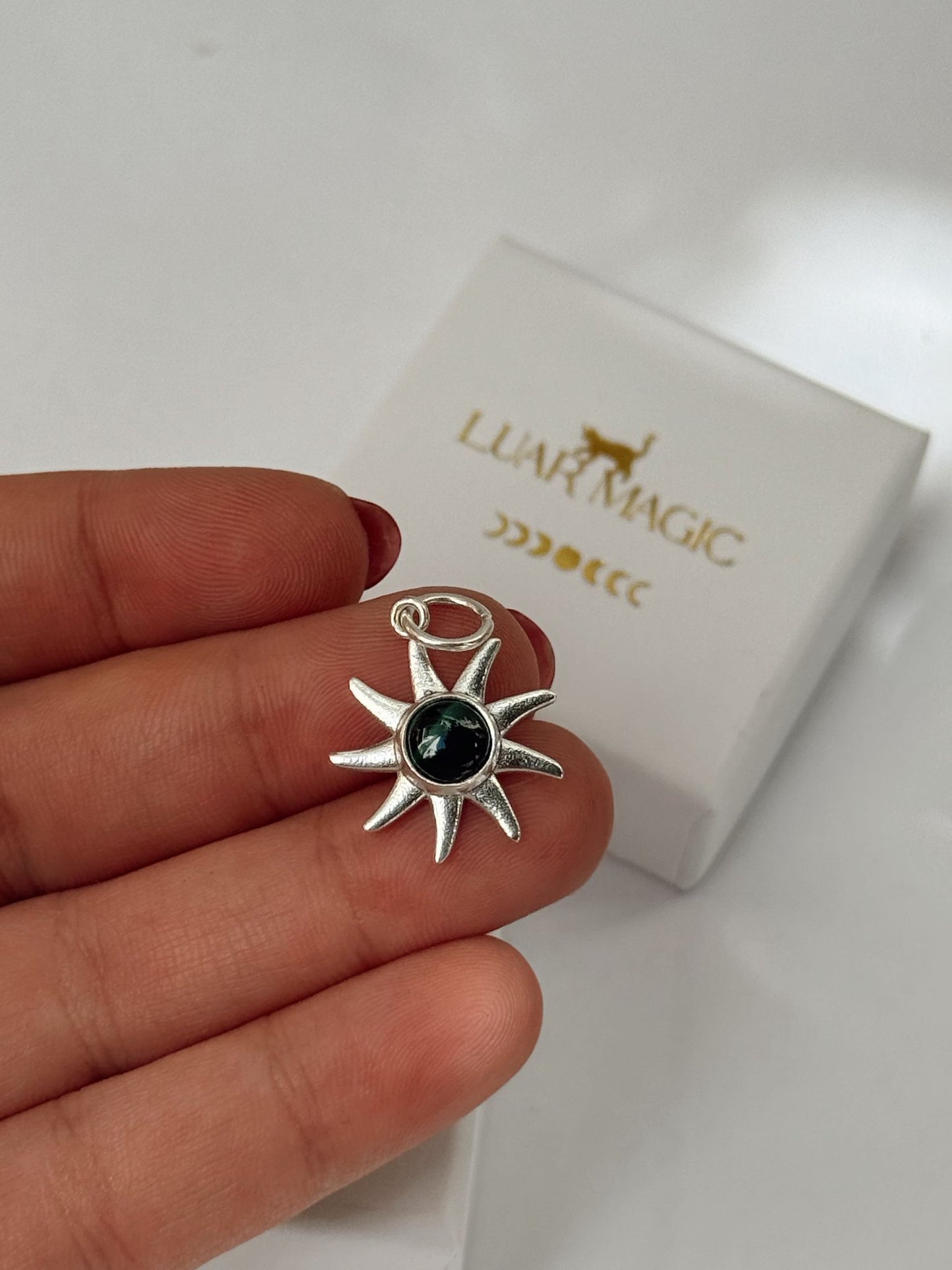 Colgante sol plata de ley 925 con minerales