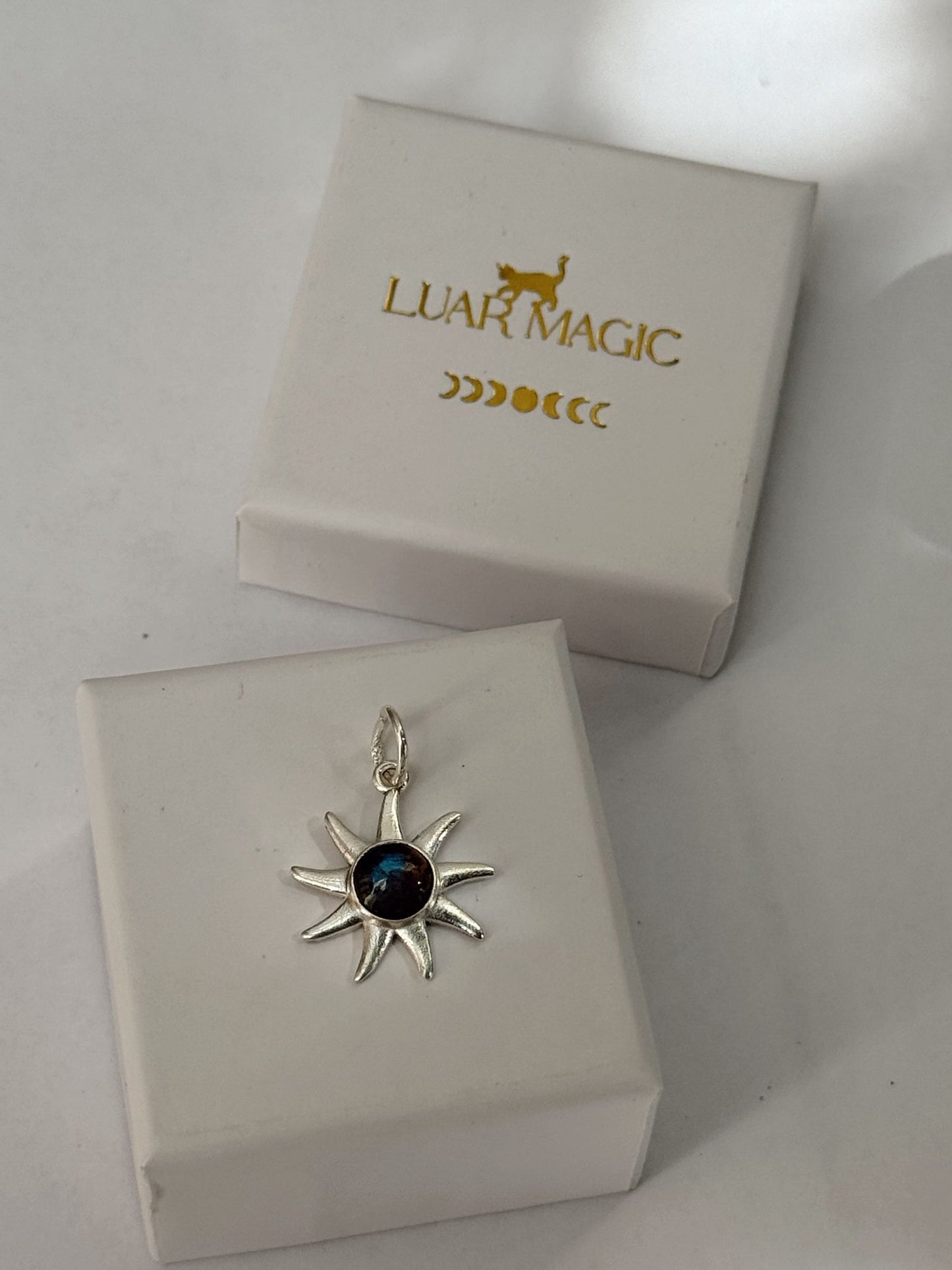 Colgante sol plata de ley 925 con minerales