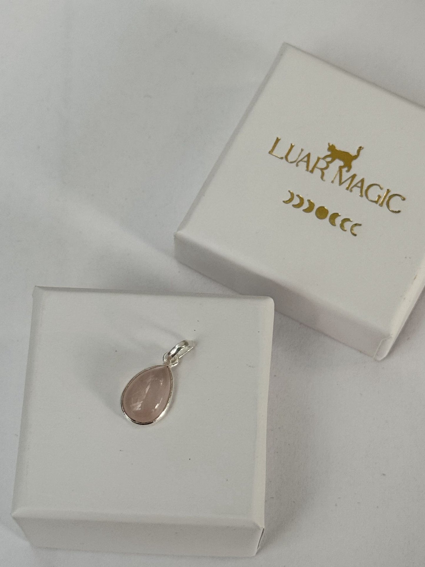 Colgante gota de cuarzo rosa "plata 925"