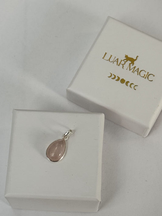 Colgante gota de cuarzo rosa "plata 925"