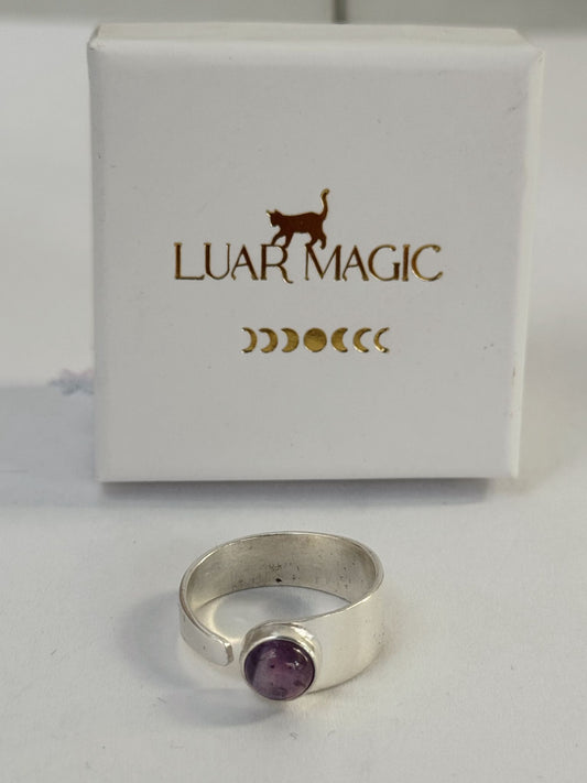 Anillo amatista ajustable plata de ley 925