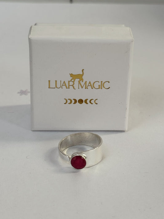 Anillo rubi ajustable plata de ley 925