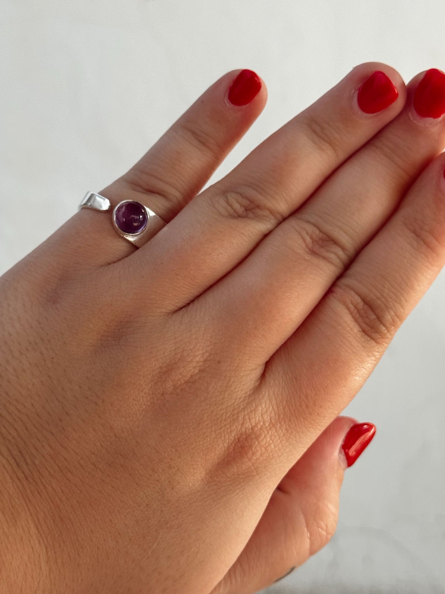Anillo amatista ajustable plata de ley 925