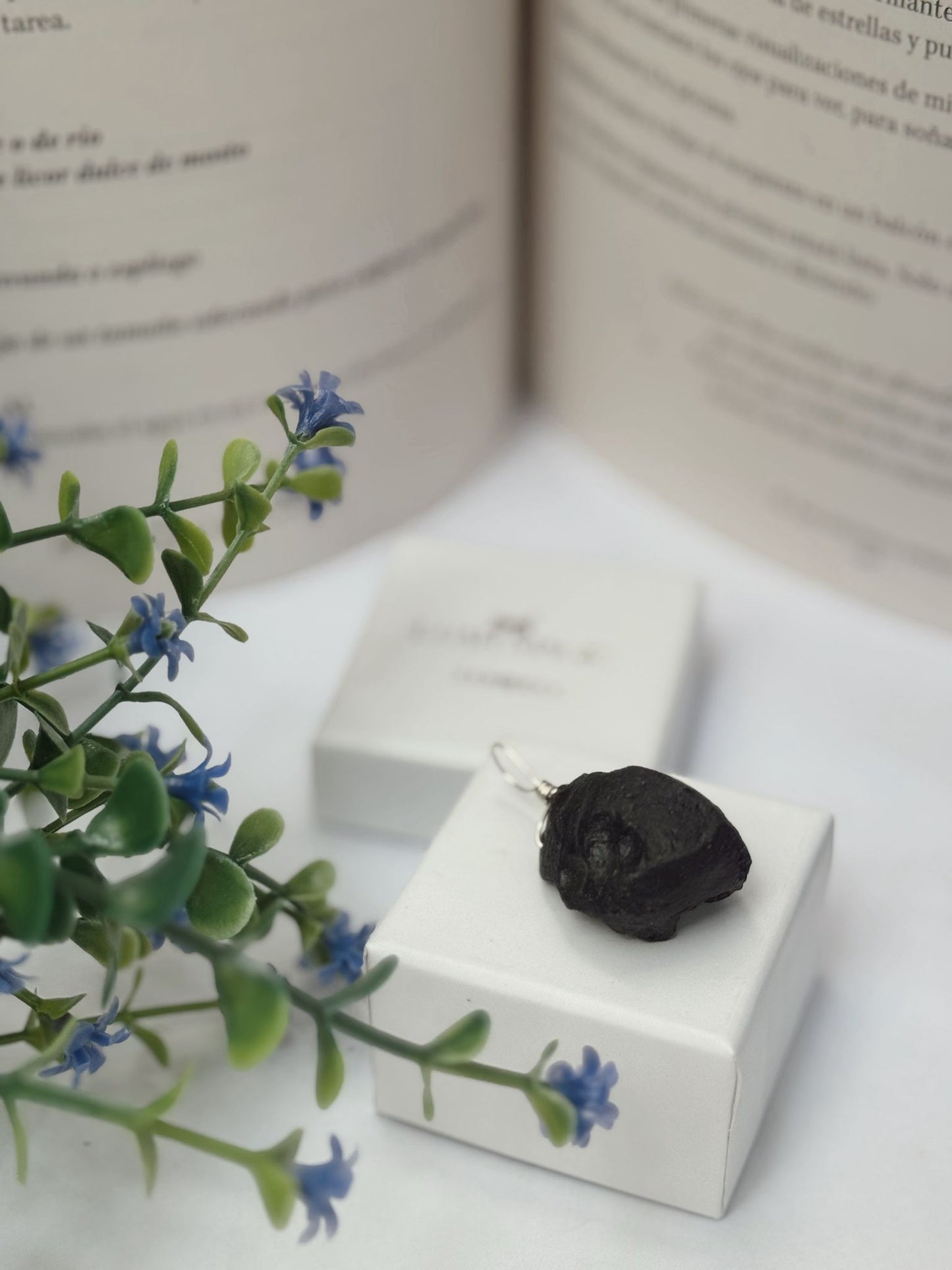 Colgante tectita (meteorito) engarce de acero